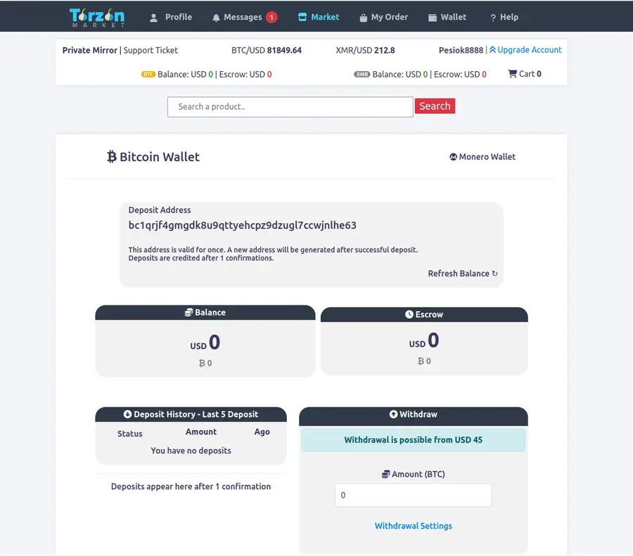 Torzon market wallet and mnemonic seed management